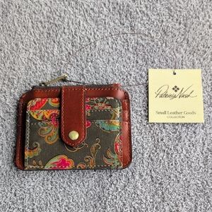 NWT Patricia Nash Brown and Green Patterned Leather Card Wallet